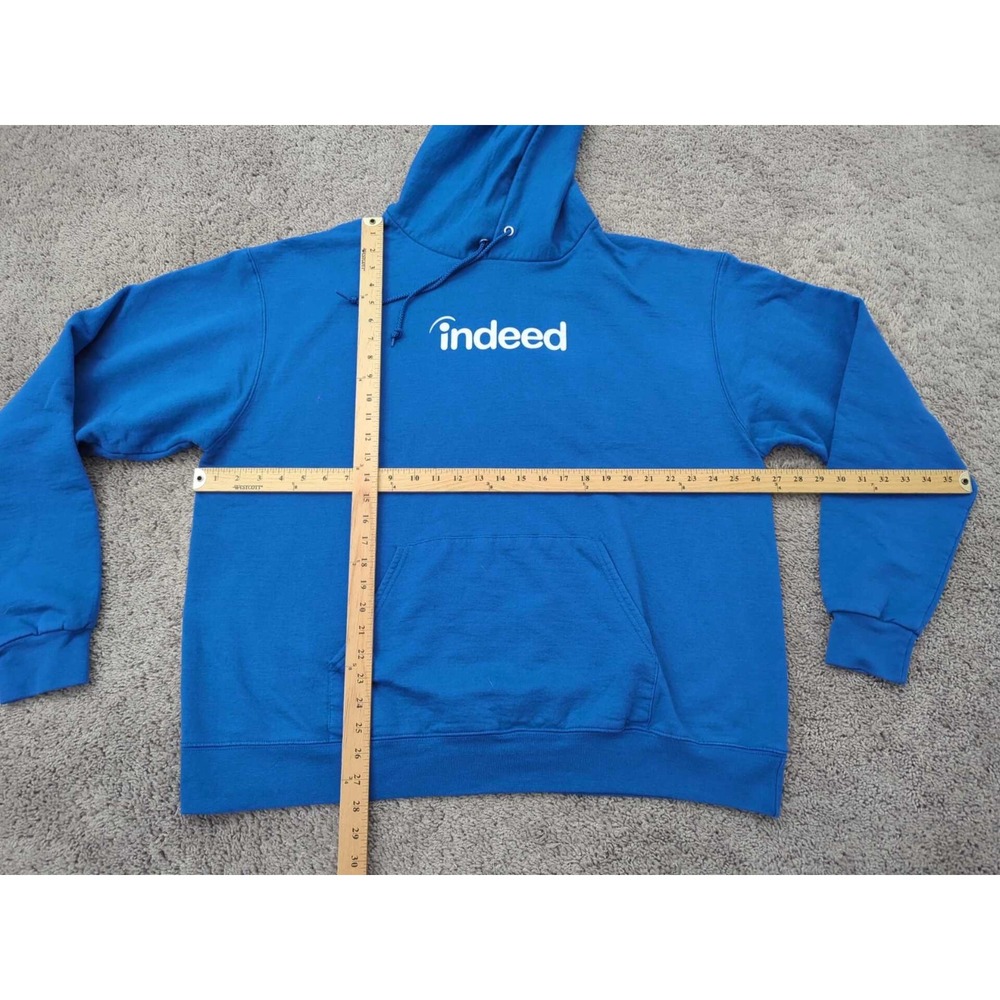 Indeed Hoodie Mens 2XL Blue Long Sleeve Cotton Blend Job Listing Champion Eco - Picture 3 of 8